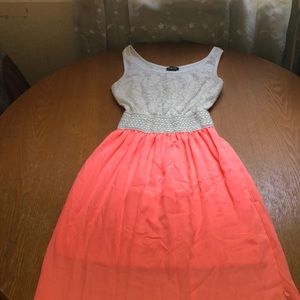 Peach and white dress